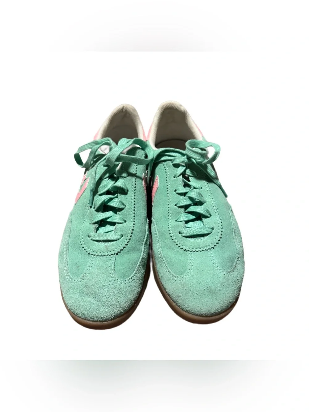 Converse Run Star Trainer Women's 7 Casual Sneaker Suede Aqua Pink Lace Up Low